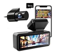 WPKD BLUEIY Dashcam, 4K+1080P Doppia Camera, WiFi+GPS+64GB microSD | Registrazione Anteriore 4K e Posteriore 1080P, Controllo APP, Tracciamento Percorso, Grandangolo 170°, Visione Notturna