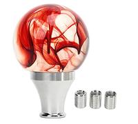 WPKD BLUEIY JDM Style Gear Shift Knob 3 Adapters Round Ball Shape Shifter Head Manual Automatic Transmission Vehicles Universal Fit (Rossa)