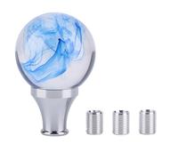 WPKD BLUEIY JDM Style Gear Shift Knob 3 Adapters Round Ball Shape Shifter Head Manual Automatic Transmission Vehicles Universal Fit (Blu)