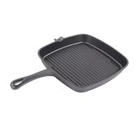 WPKD BLUEIY Padella in ghisa, manico lungo ergonomico, beccuccio comodo, griglia quadrata per casa, all'aperto, campeggio, ristorante, 25,4 cm, in metallo resistente