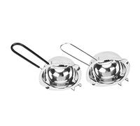 WPKD BLUEIY Set di 2 pentole in acciaio inox da 400 ml, utensili da cucina per burro, chote, formaggio, accessori da cucina, argento e nero, ciotola e padella