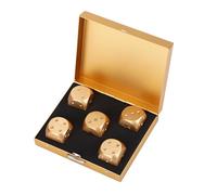 WPKD BLUEIY Set Di 5 Dadi Da Gioco,Dadi da Gioco da Tavolo in Lega di Alluminio,con Scatola di Immagazzinaggio,Dimensione dei dadi 1,6 * 1,6 * 1,6cm,per Giochi da Tavolo Poker(Dorata)