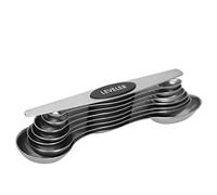 WPKD BLUEIY Set di cucchiai dosatori, paletta magnetica a doppia testa con manico nero per cottura e condimento, utensili da cucina, set da 5 pezzi, facile da riporre,