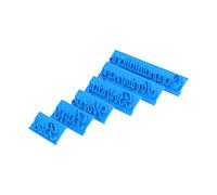 WPKD BLUEIY Stampo per timbri, 6 pezzi, con lettere scritte a mano, per pasticceria, blu, goffratrice per torte, utensile da cucina
