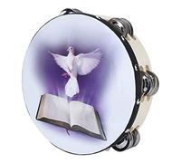 WPKD BLUEIY Tamburello a doppia fila in metallo, strumento a percussione palmare per chiesa e feste, 20 cm, costruzione, ideale per musicisti e artisti