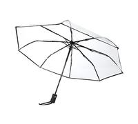 WPKD BLUEIY Trasparente Ombrello Pieghevole Pioggia, Pieghevole 3-Fold Automatico Ombrello Portatile Pieghevole Pioggia per Adulti Viaggio Signore Pioggia Moda(Nero)