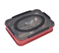 WPKD BLUEIY Vassoio multifunzione in acciaio inox diviso, 4 scomparti, piatto alimentare per studenti, mensa scolastica, colore rosso biancospino, facile da pulire, contenitore per alimenti