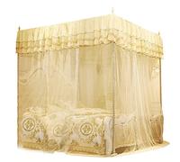 WPKD BLUEIY Zanzariera di Lusso Principessa, Tende da Letto a Baldacchino con Tre Aperture Laterali Zanzariera Elegante per Letto Bambini Adulti Dormitorio Domestico Giallo (120 * 200 * 200)