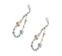 Wpppan 2 pezzi conchiglie perline cordino da polso per telefono, cordino per cellulare anti-smarrimento, cordino per cellulare, cinturino da polso da donna, ciondoli per cellulare, portachiavi per