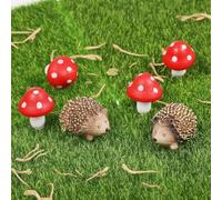 Wpppan 6 pezzi Fairy Wild Garden Accessori Mini Ricci e funghi Statua Micro Paesaggio Piante Vasi Bonsai Craft Decor Miniature Funghi Figurine Ricci Outdoor Fungo Figurine per Giardino