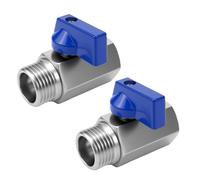 WPPQWP 2 mini valvola a sfera, rubinetto di intercettazione, rubinetto in acciaio al carbonio, interruttore per rubinetto DN15, superficie nichelata perla anticorrosione (blu-1/2" IG x 1/2" AG)