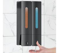 WPPQWP Dispenser di sapone da parete senza foratura, (2 x 400 ml) dispenser per gel doccia, dispenser per sapone da parete (400 ml, 2)
