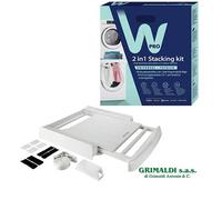 Kit Colonna Bucato Universale Premium con Ripiano e Stendibiancheria SKP101 Bianco 60 x 60 cm
