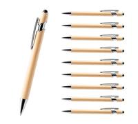 WPRO Penna a sfera in bambù con touch, set da 10 pezzi, sostenibile e sostituibile, meccanismo di stampa, regalo promozionale per ufficio, scuola, uso quotidiano, bambù