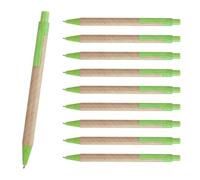 WPRO Set di penne a sfera Tom 10 pezzi, verde, carta riciclata e paglia di grano, mina sostituibile, ecologico e ricaricabile, scrittura blu · forniture per ufficio sostenibili