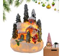 Wpsagek Case del villaggio di Natale, illumina la casa di Natale,La casa del pane si illumina - Display del villaggio di Natale, decorazioni per la scrivania, decorazioni natalizie per interni
