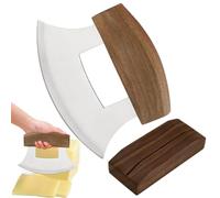 Wpsagek Tagliapizza Mezzaluna, Tagliapizza Alaska,Chef Mezzaluna Ulu Tagliere - Manico ergonomico Taglierina da cucina in acciaio inossidabile con supporto in legno per aglio, cioccolato