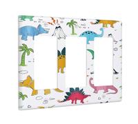 Wpshijia Placca decorativa per interruttore della luce a 3 uscite, con disegno di dinosauro e graffiti, per camera dei bambini, decorazione per camera dei bambini