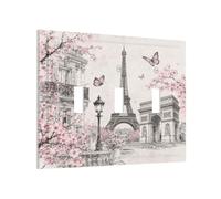 Wpshijia Placca decorativa per interruttore della luce vintage Parigi Torre Eiffel Cherry Blossom 3 Gang Placche da parete tripla levetta copri interruttore elettrico coperture prese piastra frontale