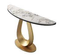 WPWSDWMX Consolle 80/100/120 cm, Piano in Pietra, Base in Acciaio al Carbonio, Robusto Tavolo da Ingresso, Tavolino da Posizionare Dietro il Divano per Ingresso e Corridoio(Yellow,100cm/39in)