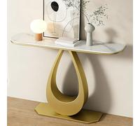 WPWSDWMX Consolle Moderna per Ingresso, in Metallo, Lunga, con Ripiano Portaoggetti, Piano in Marmo, da Posizionare Dietro il Divano o Nell'ingresso(Yellow,80cm/31in)