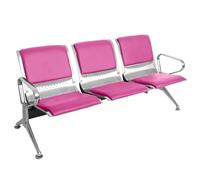 WPWSDWMX Panca per Sala D'attesa, Sedie da Attesa a 3 Posti con Schienale e Braccioli, Cuscino in PU, per Spazi Pubblici Come Aeroporti, Ospedali e Banche(Pink)