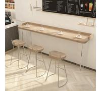 WPWSDWMX Tavolo da Bar Moderno in Legno Massello con Gambe Trasparenti in Acrilico, Piano in Legno Spesso 5 cm, Design a Baffle(160cm/63in)