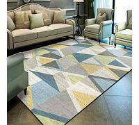 WQ-BBB Tappeto Moderno Salotto,Grande Tappeto Geometrico colorato,Superficie del Tappeto in Velluto di Cristallo,Grigio Bianco Blu Giallo verde-160 * 230 cm Rugs,Facile da Pulire,Lavabile