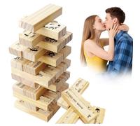Wqafe Gioco impilabile tedesco in blocchi di legno per coppie, 48 pezzi, per feste interne, divertimento per appuntamenti notturni, anniversari, blocchi impilabili per coppie, gioco di San Valentino