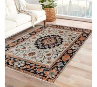 WQBQKKX 3D Grande tappeto vintage Vendemmia Beige Per Soggiorno, Camera Da Letto, Studio, Morbido E Antiscivolo Runner Carpet(Arancione 23)-150x210cm