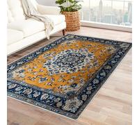 WQBQKKX 3D Grande tappeto vintage Vendemmia Tappeti Soggiorno Decorazione Pavimento Interno Tappetino Antiscivolo Lavabile carpet(Arancione 76)-90x120cm