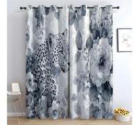 WQBQKKX Tenda da cucina con Linee astratte Leopardi con occhielli soggiorno botanica semitrasparente per camera da letto-A230 x L130 cm (2 Pannelli)