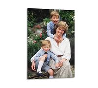 WQBYDS Tela Quadro 60 * 80cm Senza Cornice La principessa Lady Diana e bambini appendere foto famiglia camera da letto decor regalo