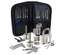 WQCMH Kit per scassinare serrature Set di grimaldello con trasparenti per addestramento, estrattori di chiavi e strumenti per scassinare serrature, guida per principianti(NERO-B)