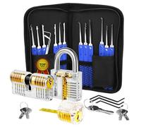 WQCMH Kit per scassinare serrature Set di grimaldello con trasparenti per addestramento, estrattori di chiavi e strumenti per scassinare serrature, guida per principianti(NERO-D)