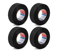 WQDD STANPET Nastro Telato Nero 4 Rotoli, 19 mm x 15 m - Nastro Americano Stretto Autoadesivo per Cablaggi Auto, Fasci Cavi, Officina, Fai da Te e Riparazioni