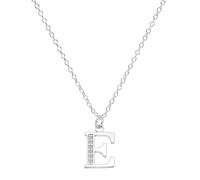 WQEDVN Collana con iniziale in argento, collana con lettere, collane per ragazze, collana con lettera e, per donne e ragazze (argento)