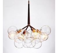 WQHPLMD 12/20 Clear Glass Bubble Chandelier Lighting Dining Room Mid Century Pendant Light Cluster Globe LED Hanging Ceiling Lamp for Living Room Bedroom, Black Gold, White Chrome