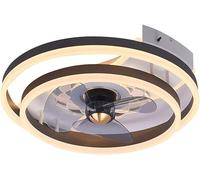 WQHPLMD 20" Black Ceiling Fan Remote Controls Dimming LED Ceiling Fan with Light 6 Speed Quiet Ceiling Fan Round Low Profile Fans Ceiling Light for Bedroom Small Room Living Room Kitchen