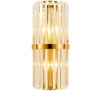 WQHPLMD 20cm x 43cm Elegant Nordic Gold Crystal Wall Sconce - Dimmable for Bedroom, Living Room & Hallway