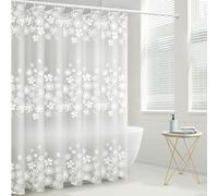 WQHPLMD 60x72 Peva Liner with Grommets And Hooks Semi-Transparent White Flowers Pattern, 150x180cm Bathroom Shower Curtain for Hotel