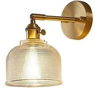 WQHPLMD Adjustable Angle Brass Wall Sconce with Checked Glass And Switch - Kitchen, Living Room & Bedroom Lighting Fixtures