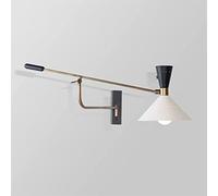 WQHPLMD Adjustable Nordic Wall Light Lamp for Bedroom Living Room Hotel - White Ceramic Shade with Pleated Pattern, Rectangular Walnut Base