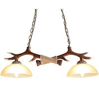 WQHPLMD Antique Resin Deer Horn Chandelier - Rustic Pendant Light Height Adjustable