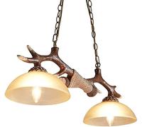 WQHPLMD Antique Resin Deer Horn Chandelier - Rustic Pendant Light with Adjustable Height And Hanging Wire