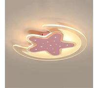 WQHPLMD Art Deco Pink LED Star & Moon Ceiling Light for Girls Room, Study, Bedroom And More