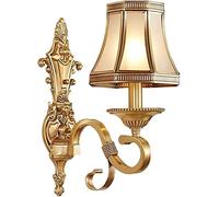 WQHPLMD Artistic Copper Bracket Wall Light with Nostalgic Glass Shade for Home Decor - E14 Base, Suction Mounting Fixture