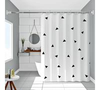 WQHPLMD Bath 72x78, Peva with Grommets And Hooks Black Triangles Pattern, 180x200cm Shower Curtain for Hotel