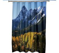 WQHPLMD Bathroom Shower Curtain 48x72, Polyester Shower Curtain with Hooks Snow Mountain And Trees Pattern, 120x180cm