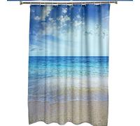 WQHPLMD Bathtub Curtain 96x78, Polyester Shower Curtains for Bathroom with Hooks Sea And Beach Pattern, 240x200cm